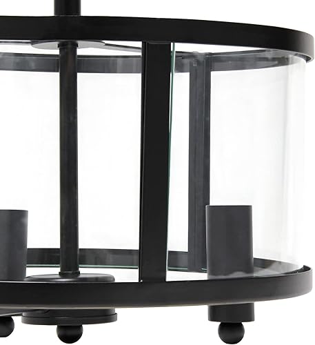 Miniatura 8 de Elegant Designs FM1005-BLK - Pantalla mediana de hierro y vidrio de 13 pulgadas, estilo tradicional de granja, industrial, montaje en techo,