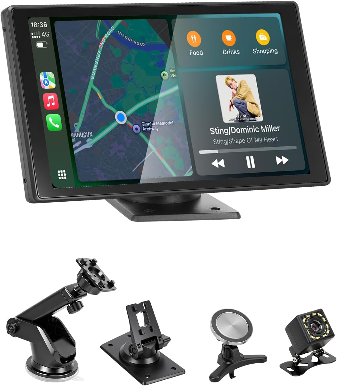 8 Inches Carplay Screen Car Touch Screen with Rear Camera Android Screen Auto Wireless with Mirror Link GPS Navigation Voice Control AUX FM Input