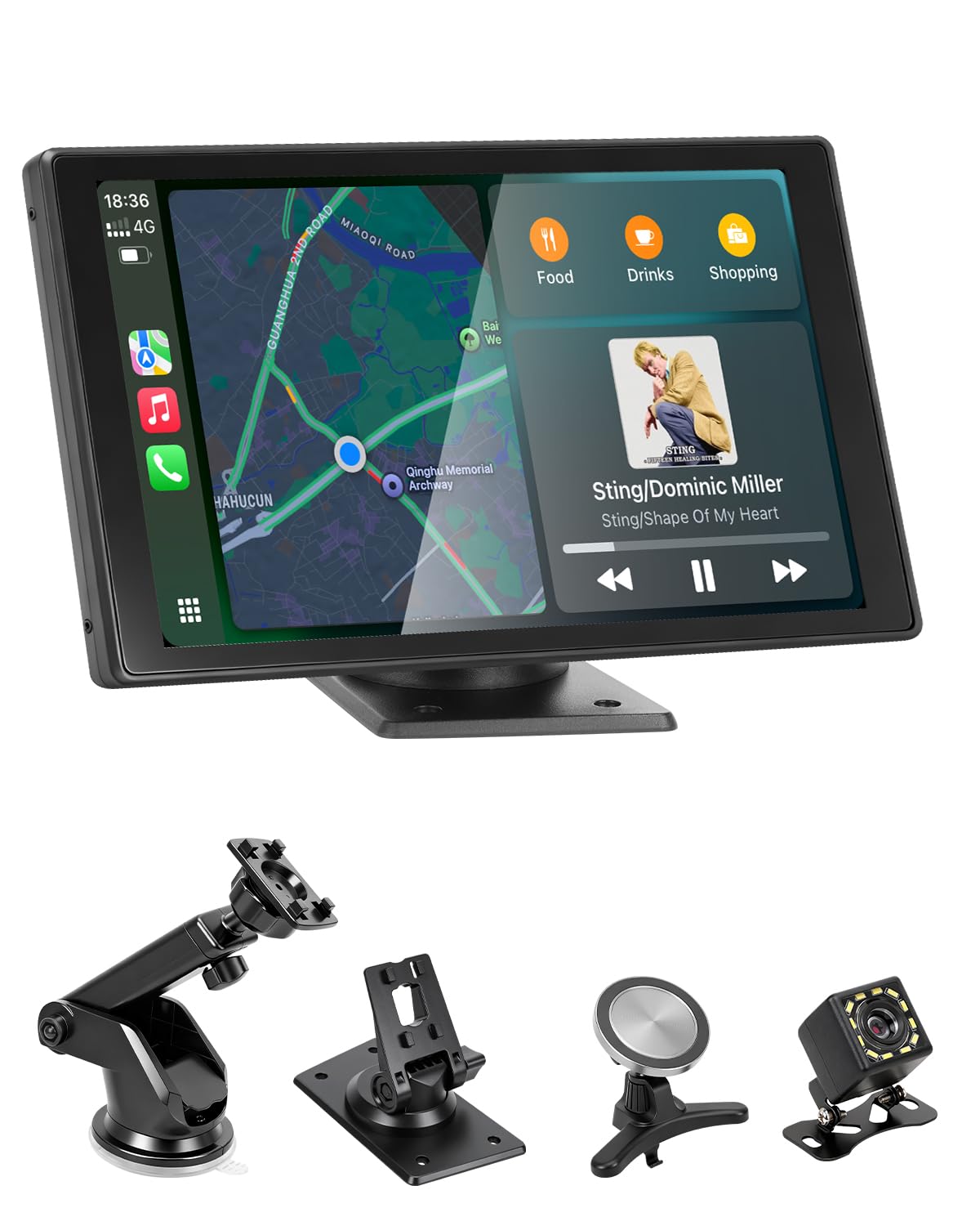 8 Pouces Carplay sans Fil Écran Carplay Voiture Android Car Play avec Camera de Recul pour Apple Ecran Tactile avec Mirror Link Navigation GPS Commande Vocale Entrée AUX FM