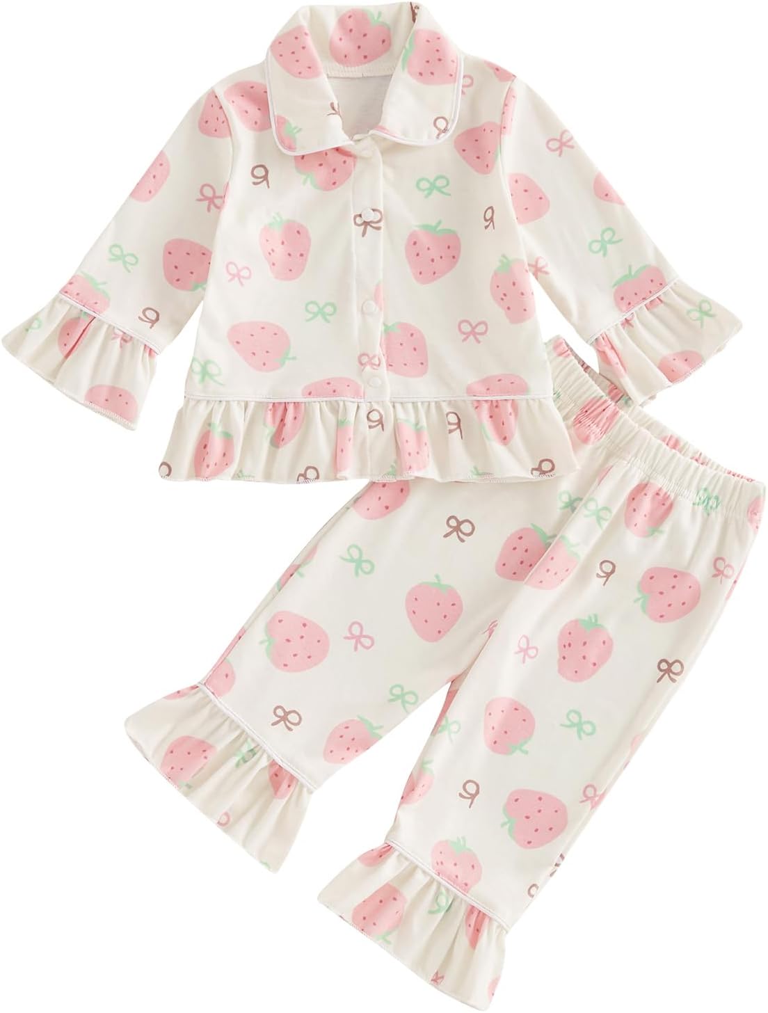 Codcm Womens Pajama Sets Cotton Pj Set Cute Heart Print Long Sleeve Button Down Shirt With Long