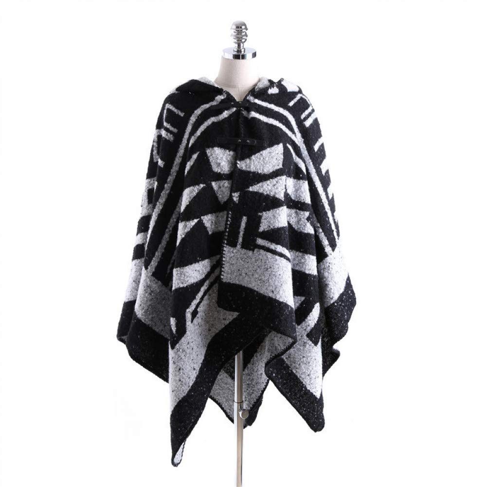 Capes chaudes enveloppements écharpe à motifs géométriques et chapeau