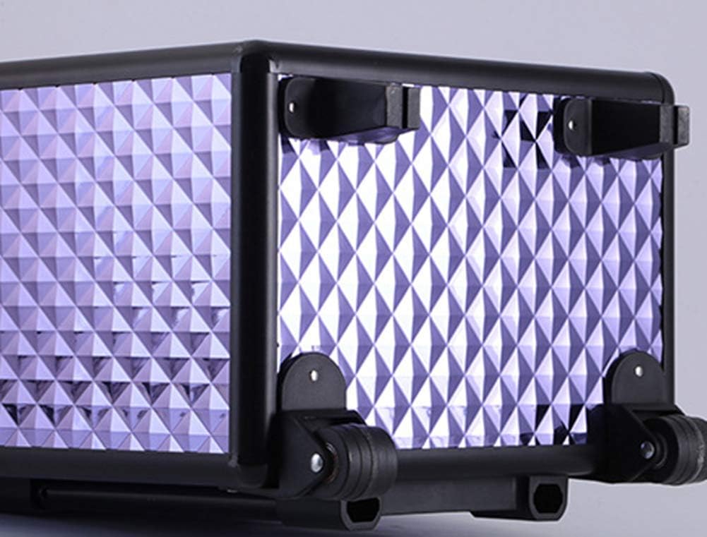 Makeup Trolley Case Travel Professional Aluminum Lockable Rolling Beautician Artist Jewelry Large Detachable Suitable For Hairdressers Makeup Artist Or Daily Work 34x24.5x76.5cm Purple