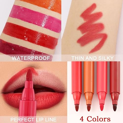 Miniatura 3 de BINGBRUSH 4 lápices labiales de color vivo brillante, hidratante, de larga duración, no pegajoso, ligero, lápiz labial líquido, brillo de labios,