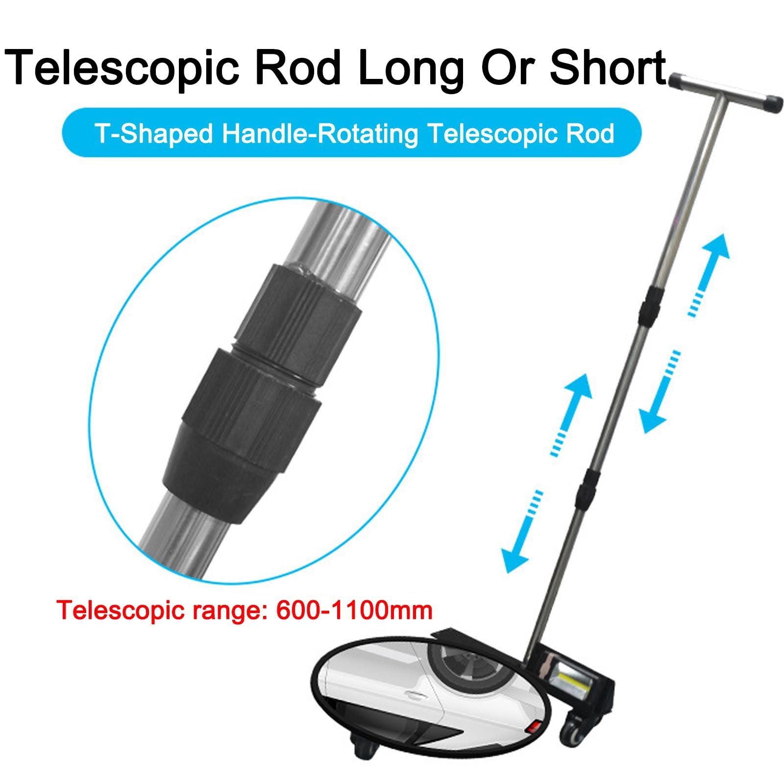Espejo De Inspección Telescópico Con Luz Led Y Pulley-Debaje De Espejo De Vehículo-Longitud Ajustable &300/400Mm Espejo Convexo, Para La Mecánica, Controles De Menos Del Coche Y Área Difícil De Alcanz