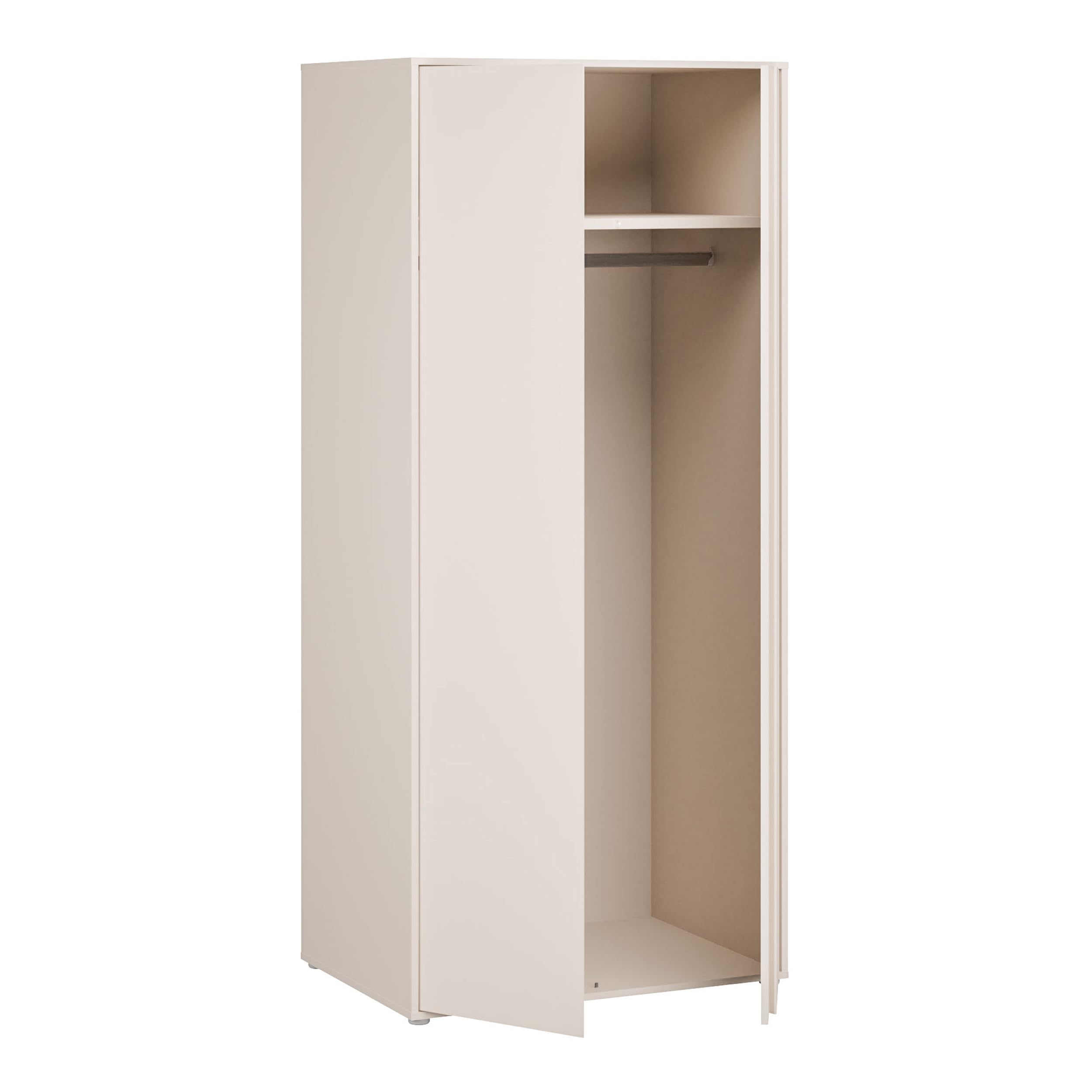 Forte LISSON Kleiderschrank 80 90, modern-minimalistischer Schrank, 2 Drehtüren, Einlegeboden und Kleiderstange, Holzwerkstoff, Kaschmir Beige, 86,2 cm breit x 193,7 cm hoch x 60,2 cm tief