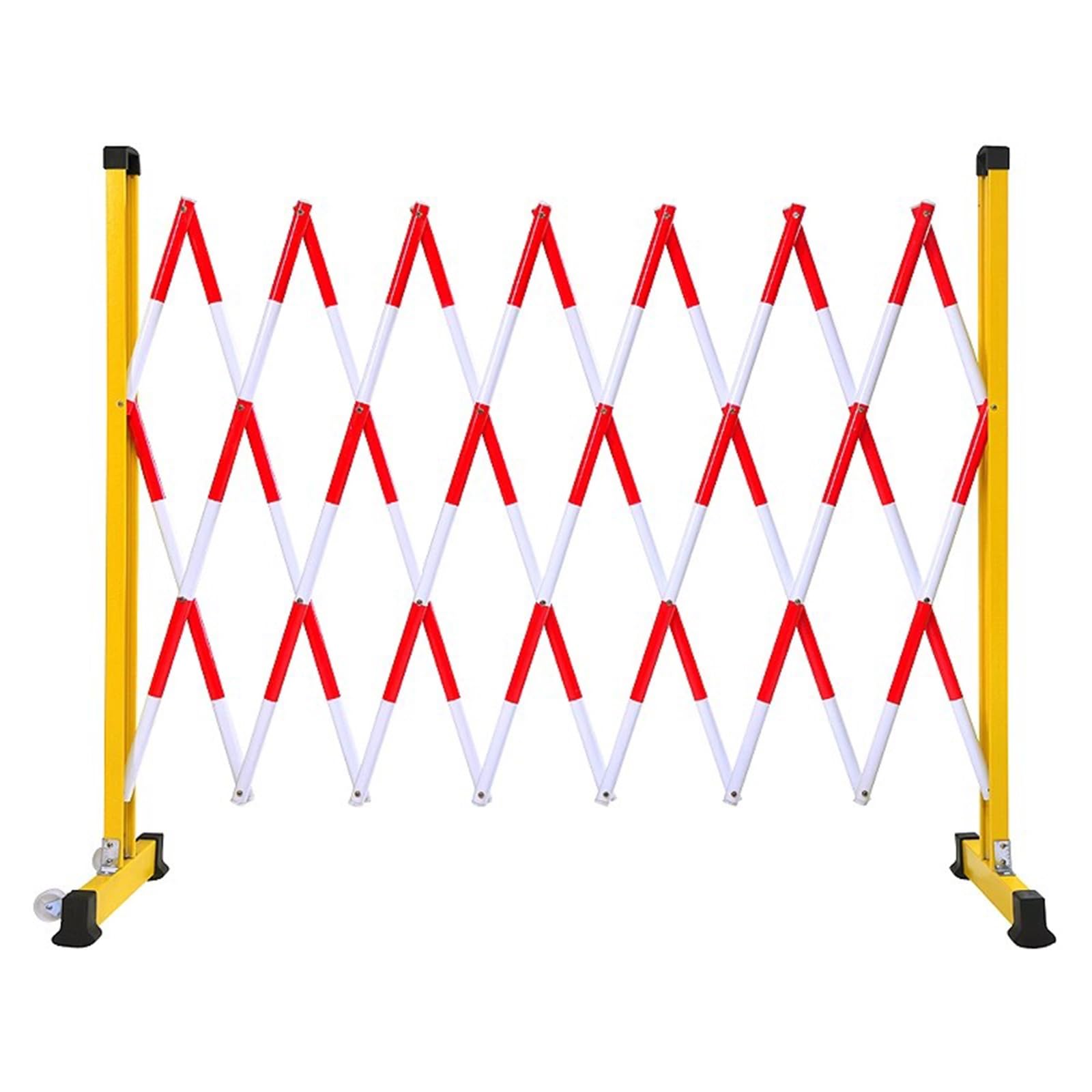 ASerZenith Expandable Mobile Barrier Traffic Fence, Industrial Expandable Metal Barricade Adjustable Traffic Fence Mobile Accordion Fence Gate Outdoor With Casters,Red-1.2X5Cm