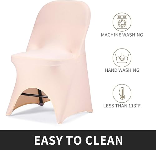 Vista 144 de Funda de silla Peomeise plegable, de elastano para banquete de boda, comedor, evento. Blanco