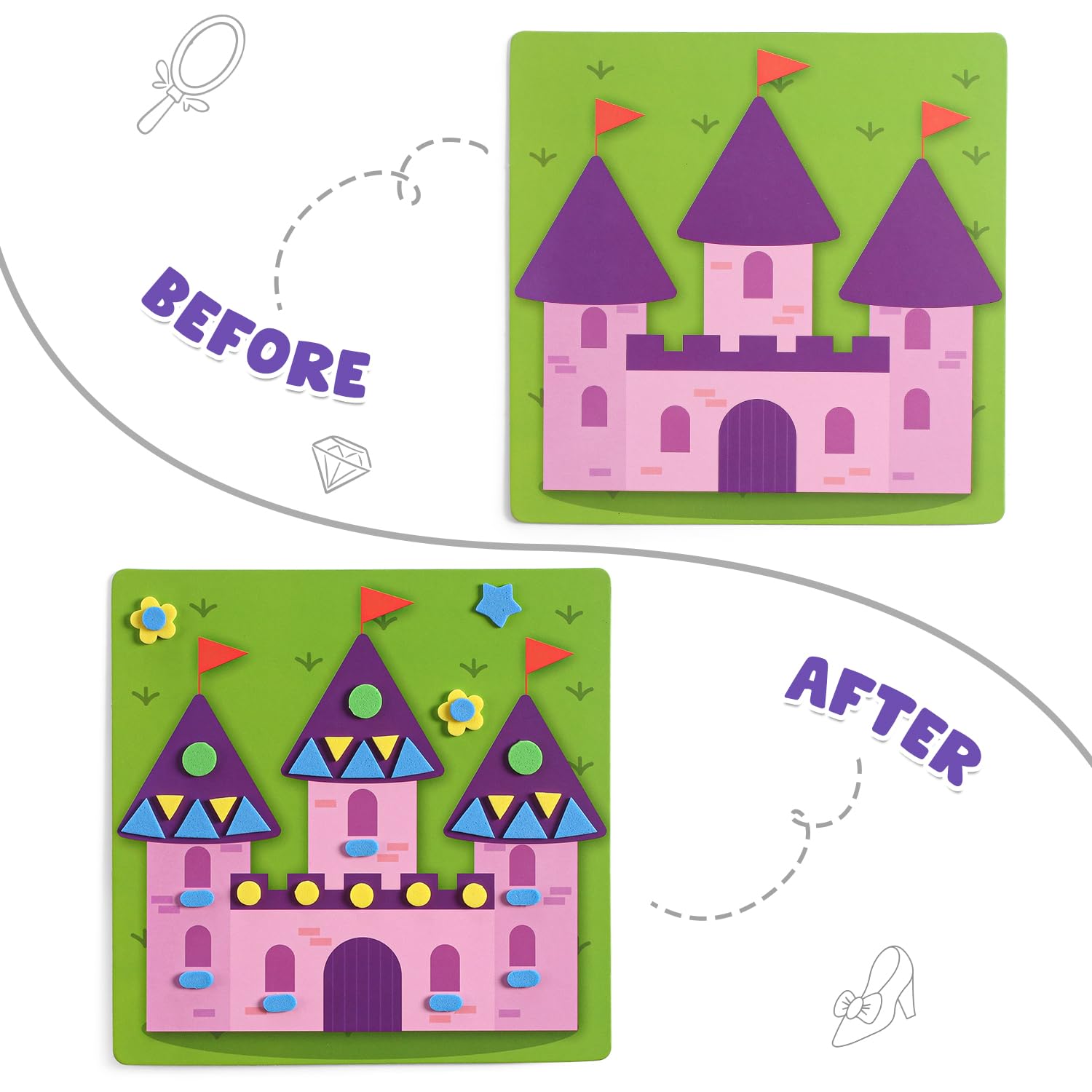 Intelliskills Premium Foam Craft Kit for Kids,DIY Felt Craft Kits Set for Fun & Creativity,Art & Craft Kit for Boys & Girls,Preschool Educational DIY Activity for 3-6 Years,BIS Certified,Birthday Gift (Princess) - Image 6 thumbnail