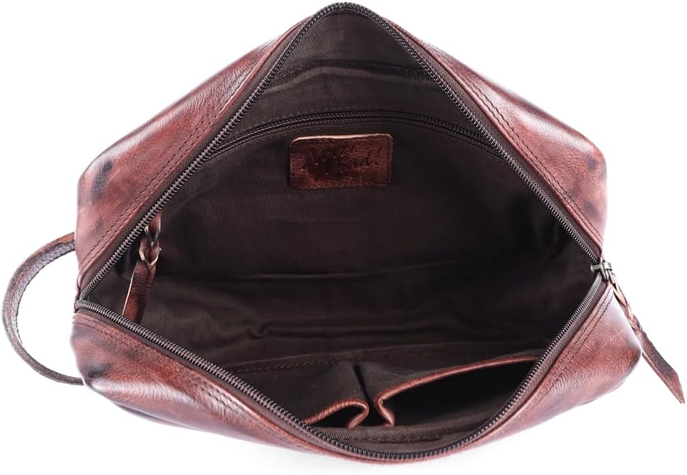 Never Mind Nmbgm137C Toiletry Vintage Handmade Genuine Cowhide Leather Women Bag Western Handbag Purse