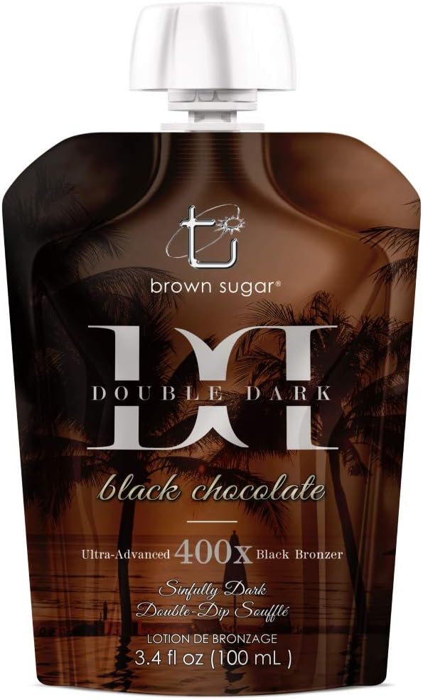 Brown Sugar Ultra Advanced 400X DOUBLE DARK BLACK CHOCOLATE Bronzer 100ml Indoor Tanning Lotion portable travel pouch