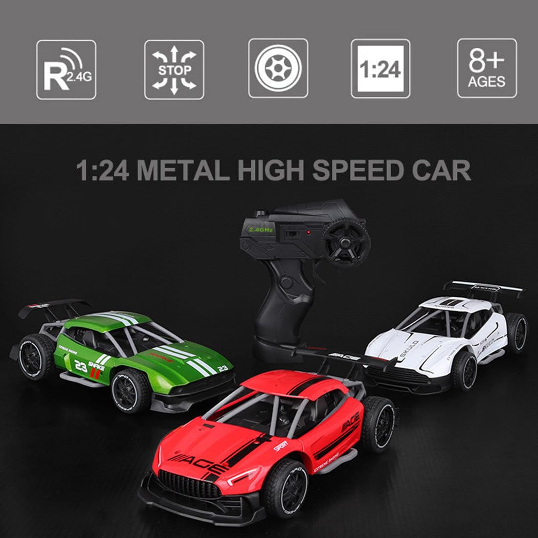 Amazon.co.jp: 1/24 RCドリフトカー、2.4GHz RWD 15km/h高速リモート