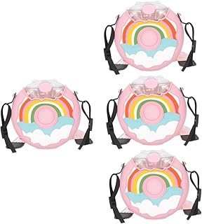 Sosoport 4 Peças Copo De Donut Garrafas De Água De Plástico Garrafa De Água Para Crianças Jarro De Água Com Canudo Copos De Palha De Grande Capacidade Jarro De Água De Sílica Gel Para