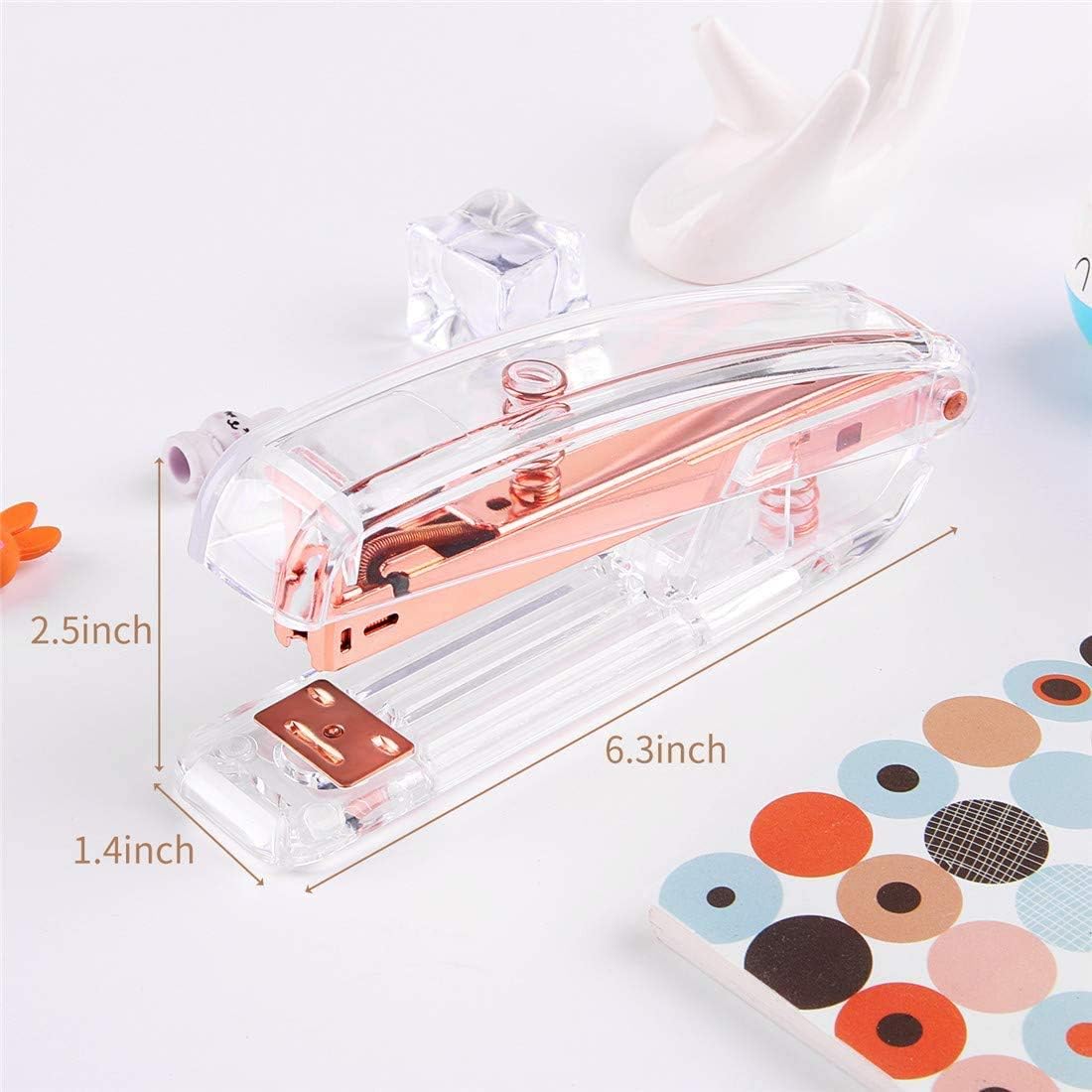 Alsisk Stapler, Clear Desk Stapler Pieces Staples - Rose Gold