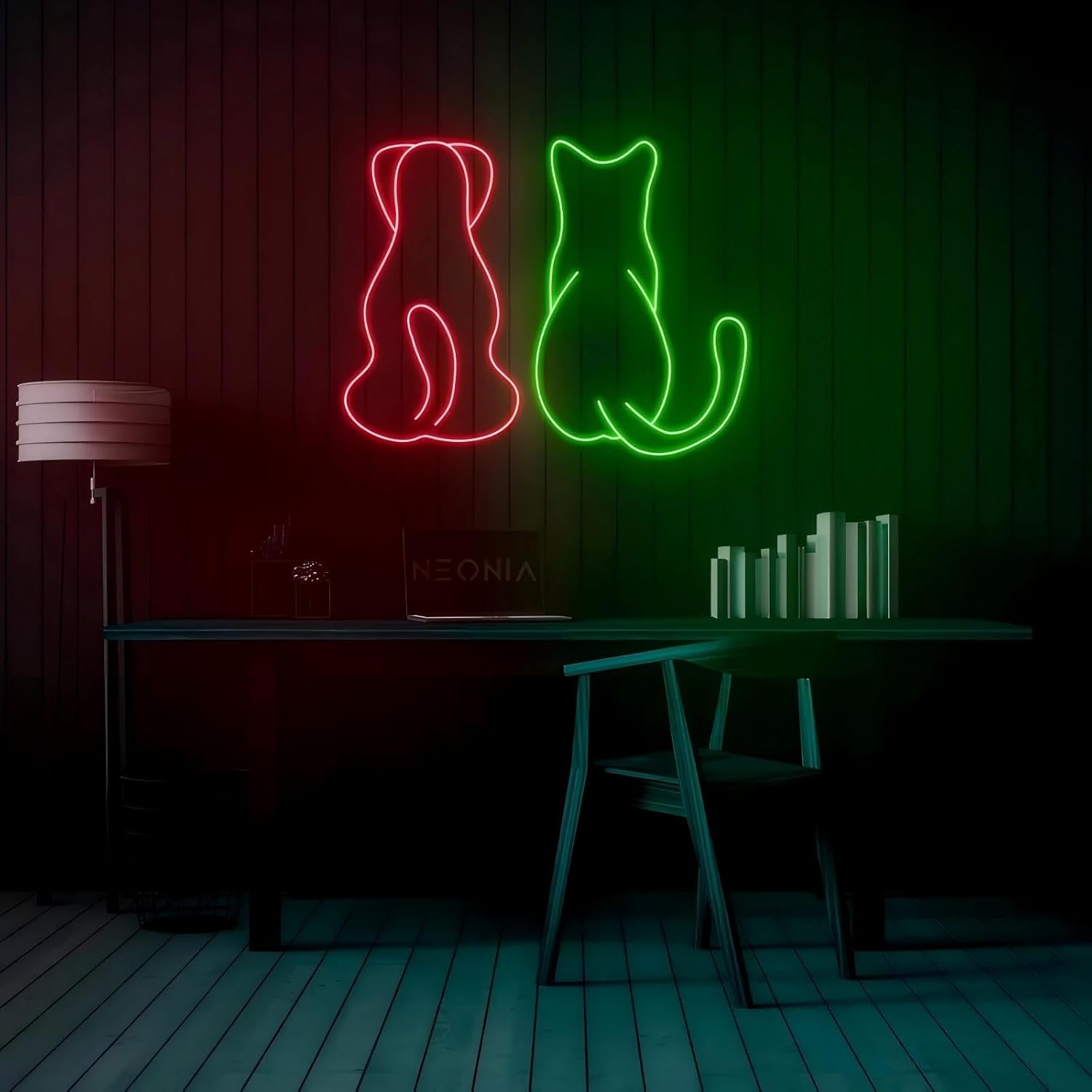 Friendly Cat and Dog LED Neon Sign, Pet Lover Wall Art, Custom LED Light, Animal Friendship Decor, Kid's Room Wall Decor Nursery Room Decor Art Pet Sign For Home Kids Baby Room Office Party
