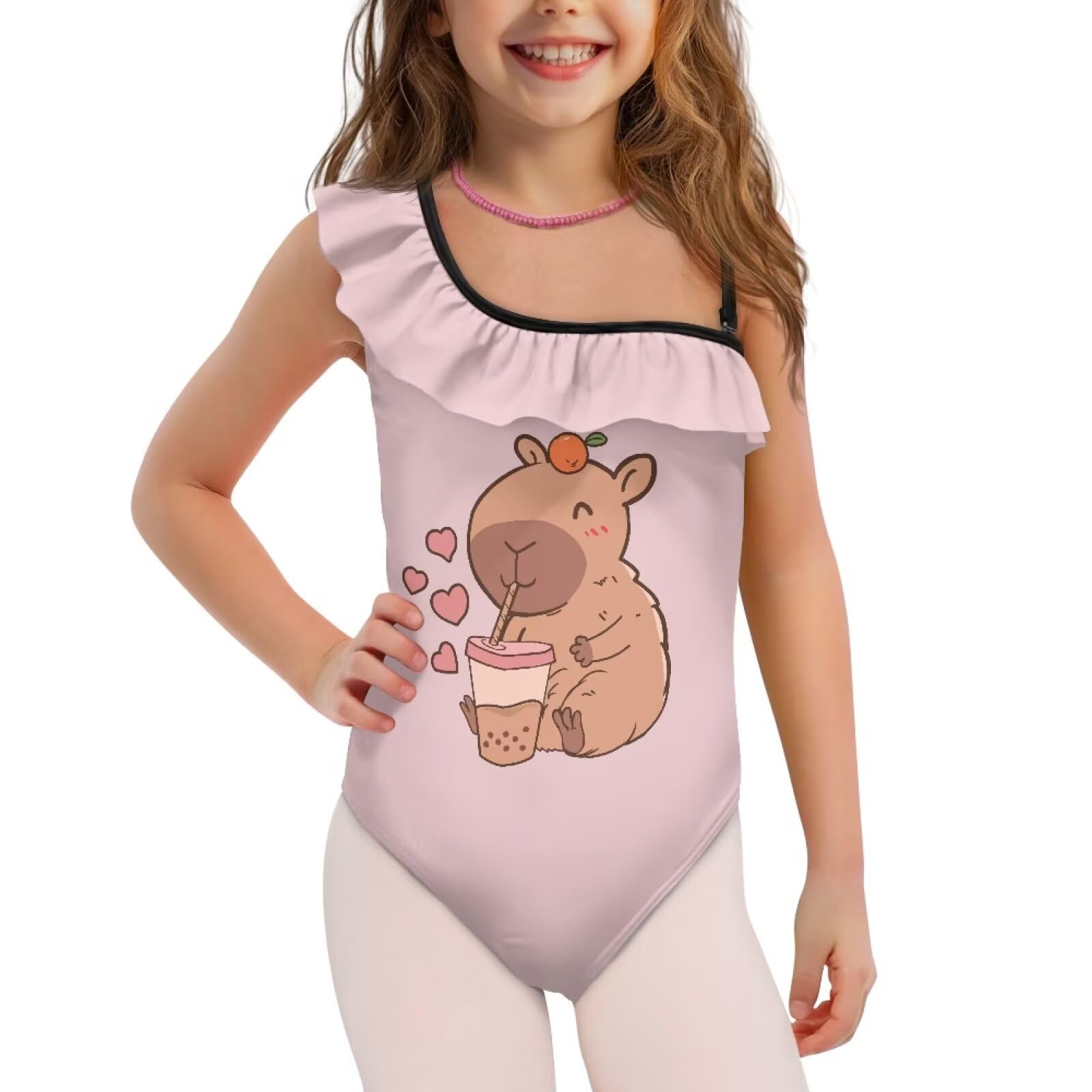 Costume da bagno intero per ragazze, con volant, 1 spalla, costume da bagno intero per adolescenti 2025, costume da bagno atletico estivo età 3-15 anni