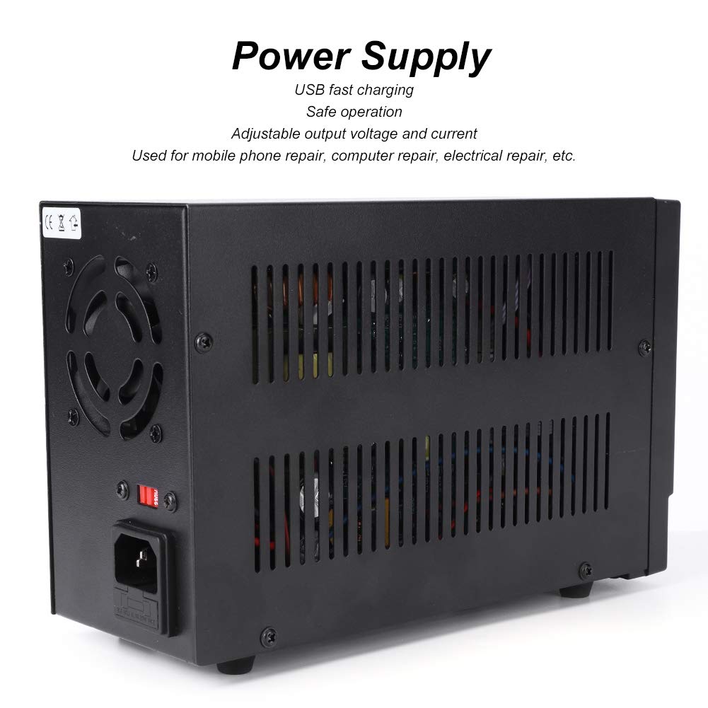Walfront DPS3010U Fuente de Alimentación de DC Salida de Fuente de Alimentación Ajustable 30V 10A USB Carga Rápida Fuente de Alimentación de Mantenimiento para Reparación(EU Plug 220V)