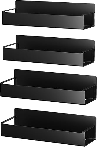Miniatura 7 de Paquete de 4 estantes magnéticos para especias para nevera, metal negro