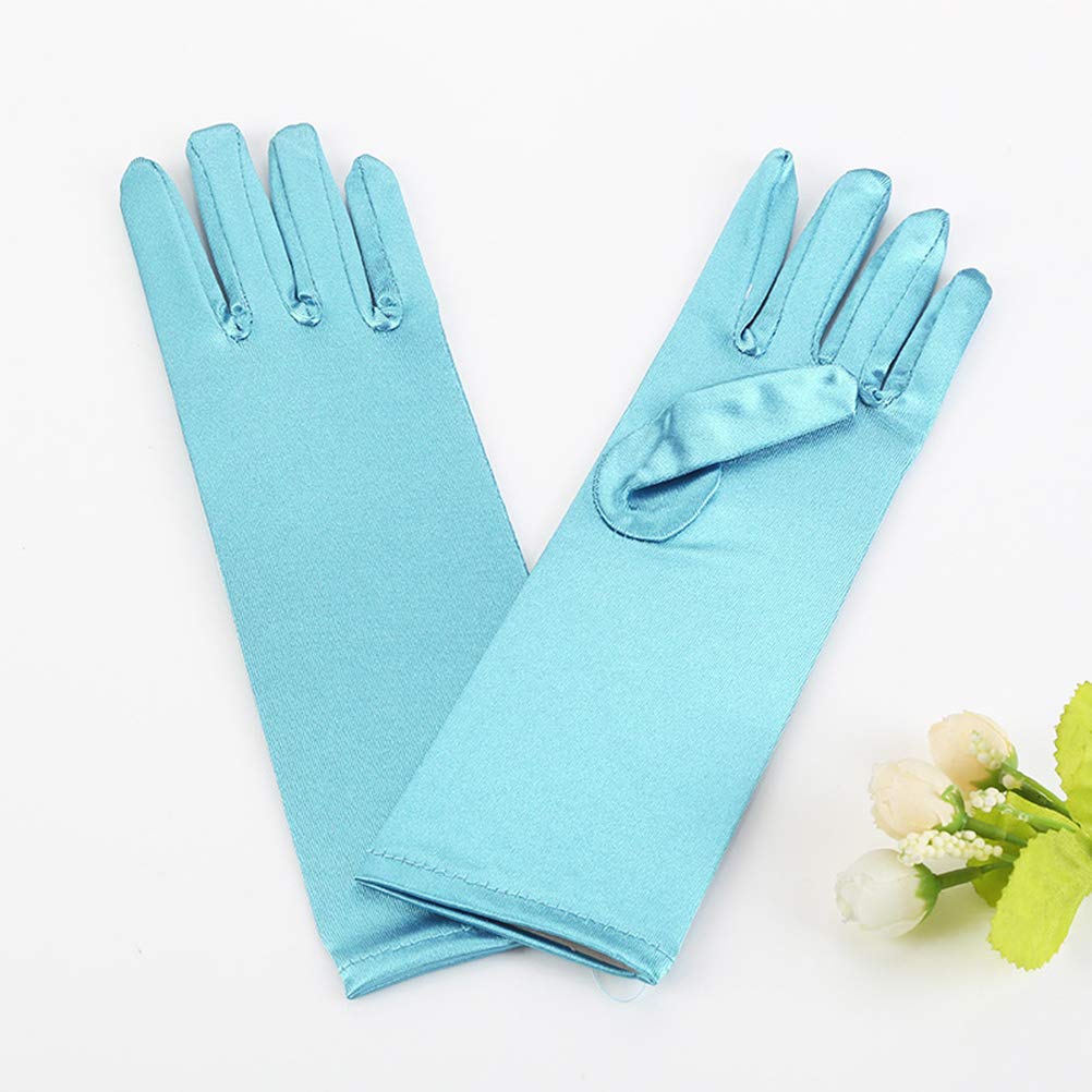 Guantes de princesa Elsa de satén para vestir, accesorios de fotografía para fiestas, niños 4-12 años