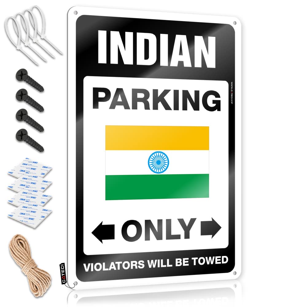 KRAZMURONGD Vintage Tin Signs Funny Indian Parking Only Tin Sign Tin Signs For Garage Sign Decor(20X30CM)