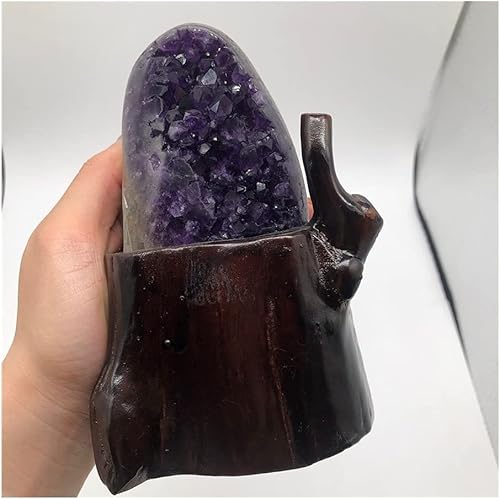 Health & Household 14.11-17.64 oz amatista natural de cuarzo racimo de geoda de cuarzo curación energética + soporte base