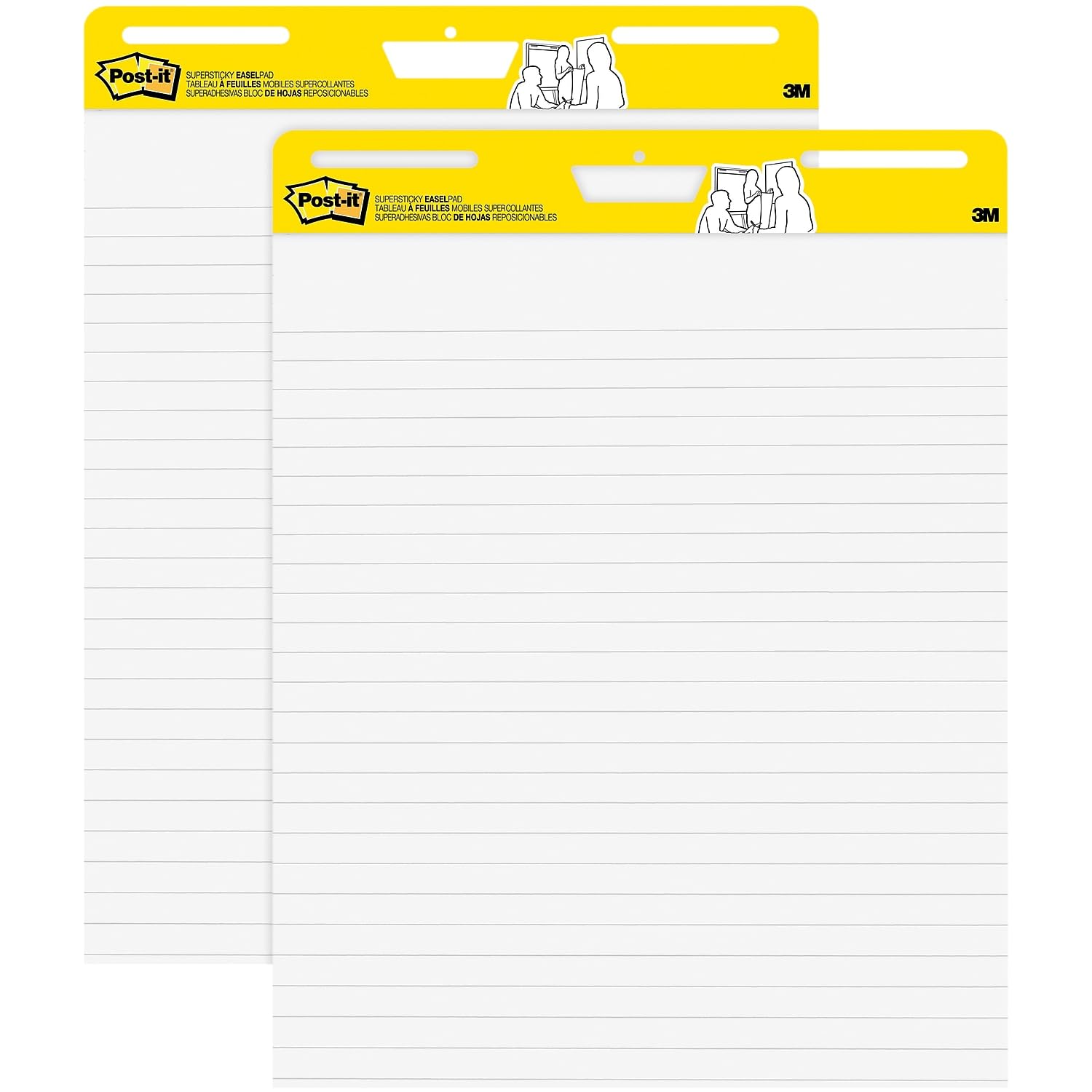 Post-it Super Sticky Easel Pad, 25-inch x 30-inch, White, Lined, 2 Pads/Pack, 30 Sheets/Pad (561WL VAD 2PK) (561WL-VAD-2PK)