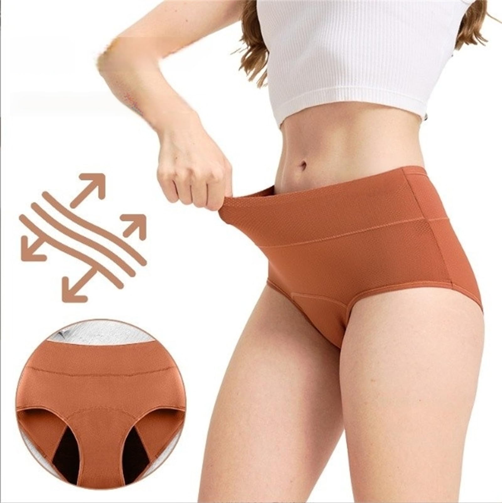 Sous-vêtement confortable et respirant pour femme - Contrôle du ventre - Short de soutien post-partum lavable et réutilisable - Slip en coton à trois couches