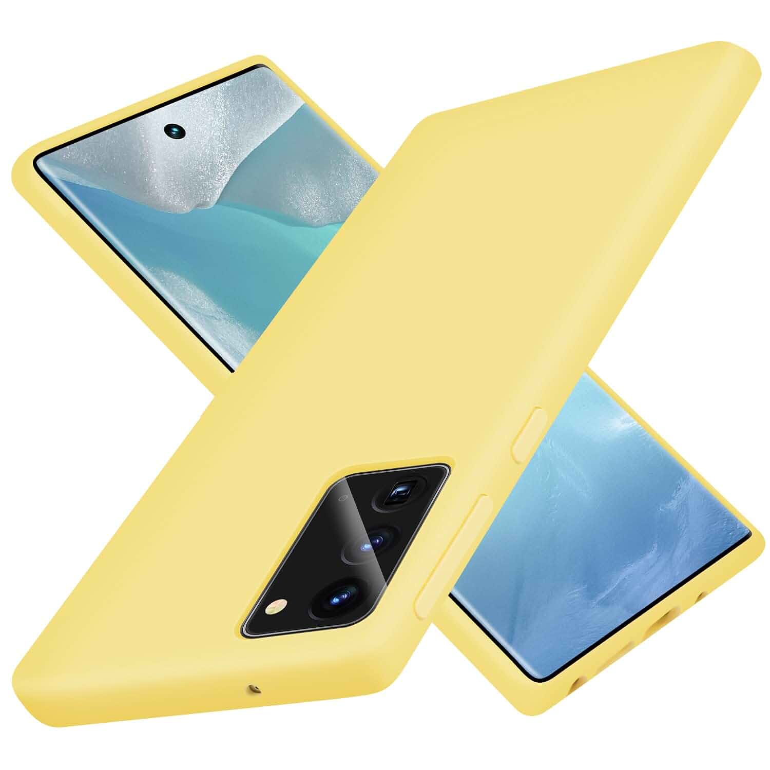 Liquid Silicone Case Compatible with Galaxy Note 20, Gel Rubber Full Body Protection Shockproof Cover for Galaxy Note 20 6.7 inch 2020 [Yellow]