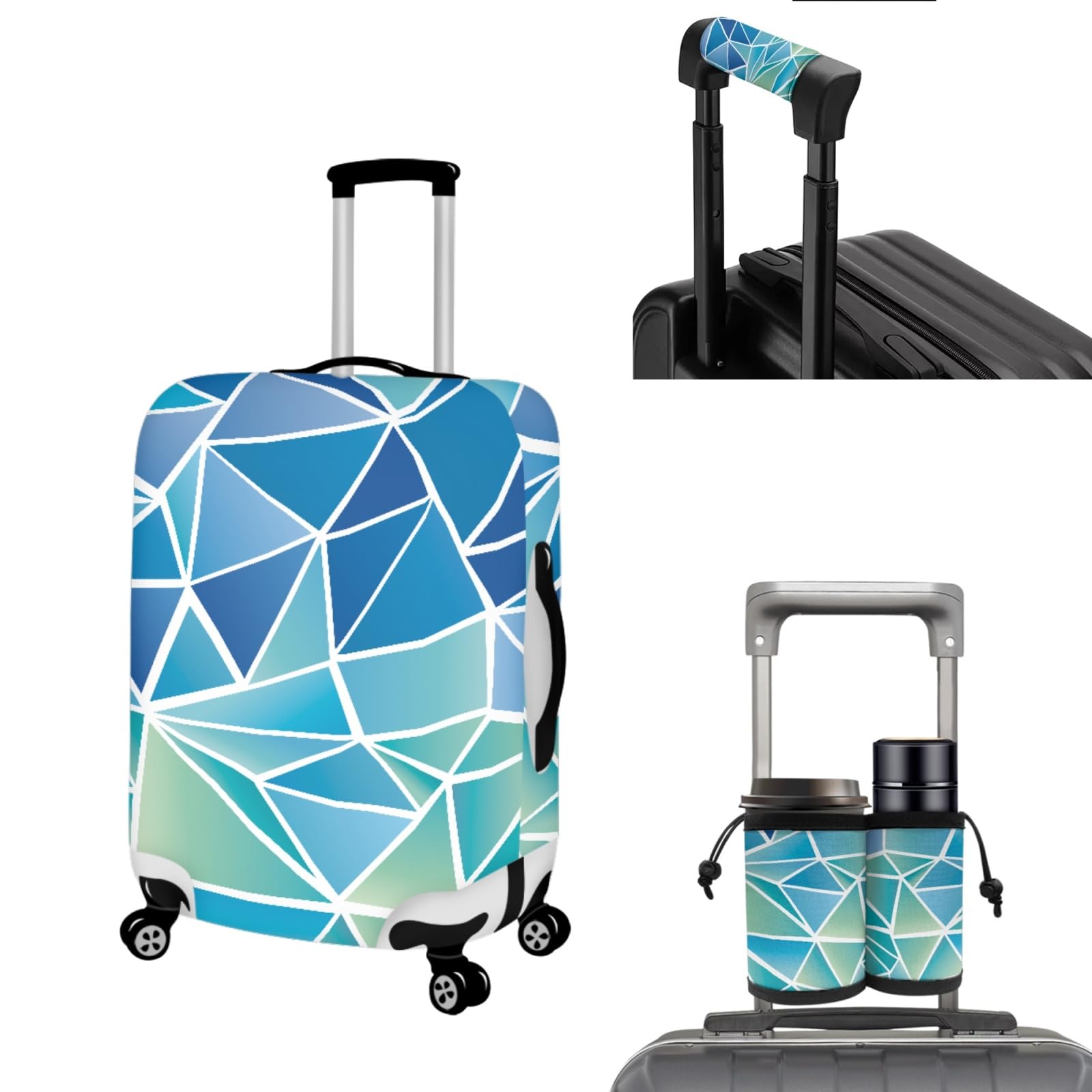 Wanyint Funda protectora para maleta con soporte para taza y asas, Geometría moderna abstracta, L