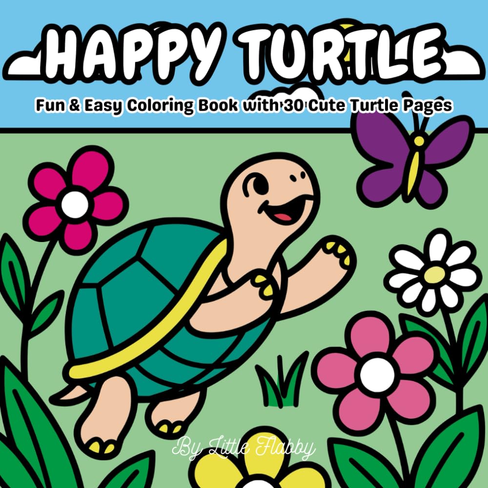 Happy Turtle Life: Simple and Cute Animal Coloring Book