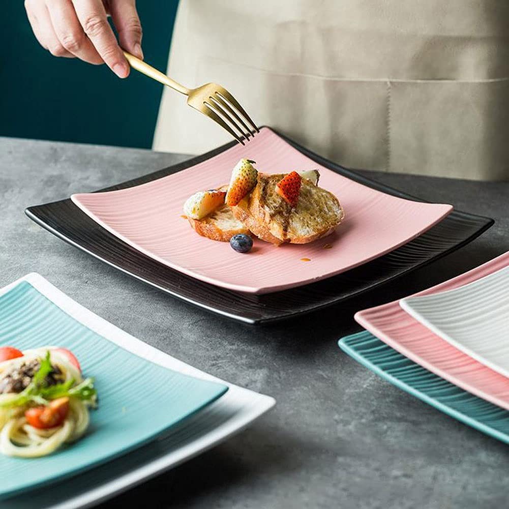 Płyty naczyń 2-częściowe płyty obiadowe 8 cali Ceramic Square Sushi Dishes do Sałatka Stek Makaron i przystawkę serwowania Plates Restauracja, Kolacja rodzinna i impreza .Domowa płyta jadalna