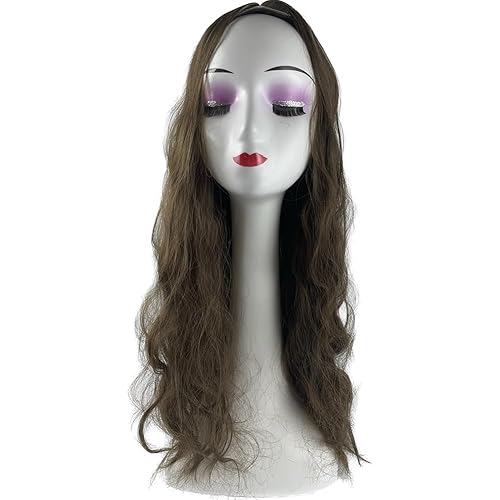 Miniatura 6 de Yfsmyxgs Peluca larga ondulada de parte media para mujer, pelucas sintéticas rizadas naturales, onduladas, resistentes al calor, base grande, 7.1 x