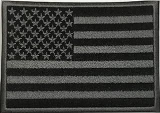 Tactical Black American Flag Patch Hook and Loop, 3.5in, Premium Embroidered - Stealthy Black US Flag Patch Compatible with Velcro, USA United States Army Marines Military Uniform
