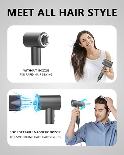 Miniatura 8 de MORECOO Secador de pelo, secador de pelo de alta velocidad para secado rápido, secador de pelo iónico profesional de 200 millones para mujeres con 4