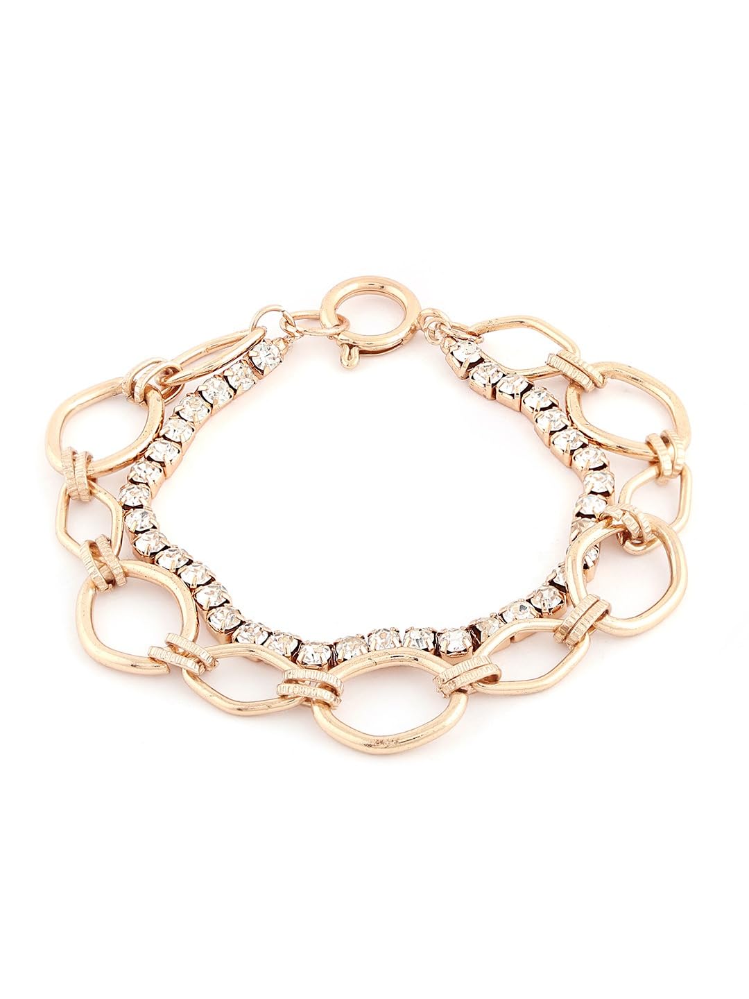 ZAVERI PEARLS Gold Tone Dazzling Diamonds Strand & Link Chain Bracelet For Women-ZPFK18606 (B0DBR24LT6) Amazon Price History, Amazon Price Tracker