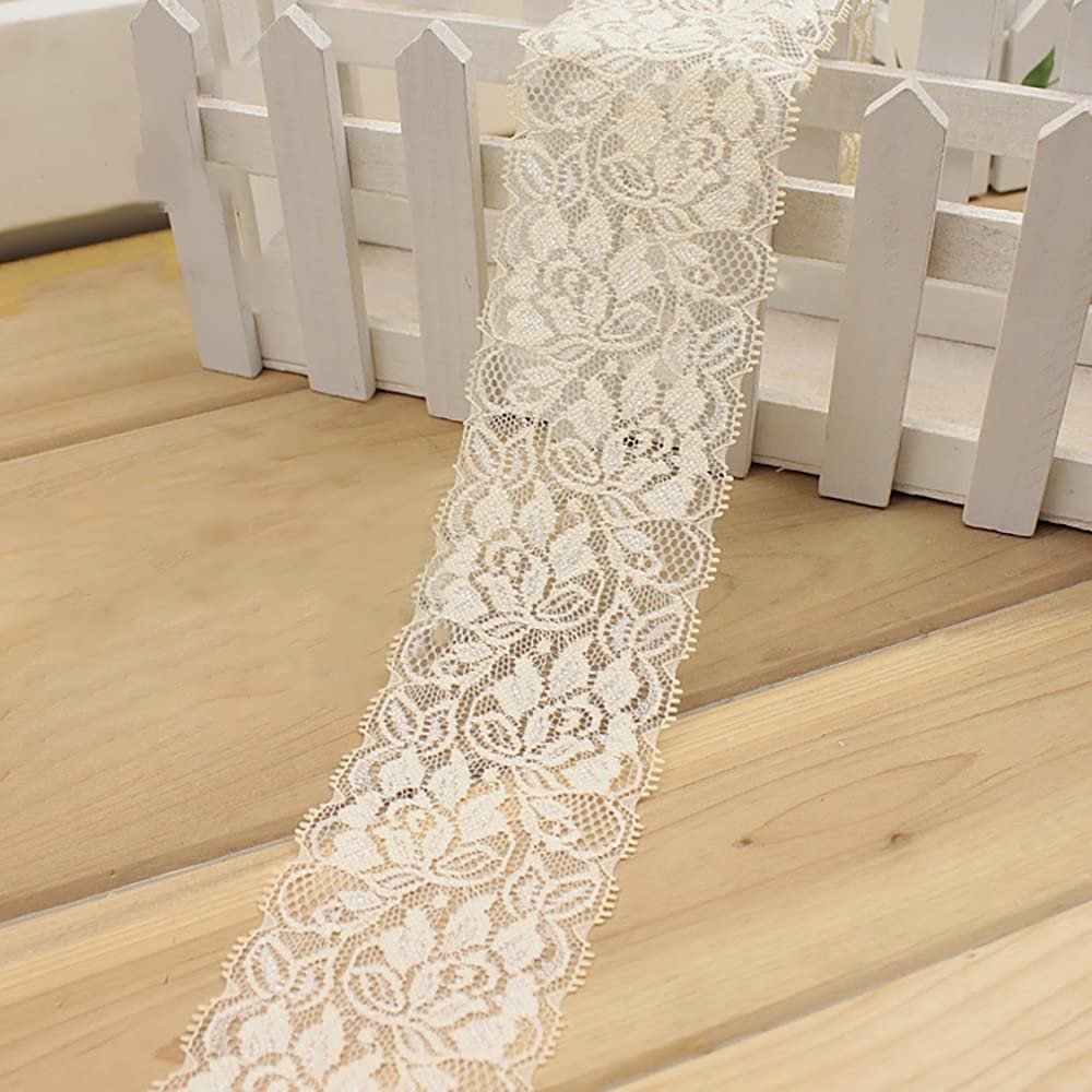 Nastro In Pizzo Elastico 5m X 6,5cm - Colore Nero Per Decorazioni Feste, Confezioni Regalo E Abiti - 2