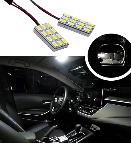 Miniatura 4 de HYUGA 2 x 12SMD 5630 amarillo blanco 2700K Panel LED luz de cúpula auto auto bombilla interior del coche DC 12V-24V con adaptadores T10  BA9S