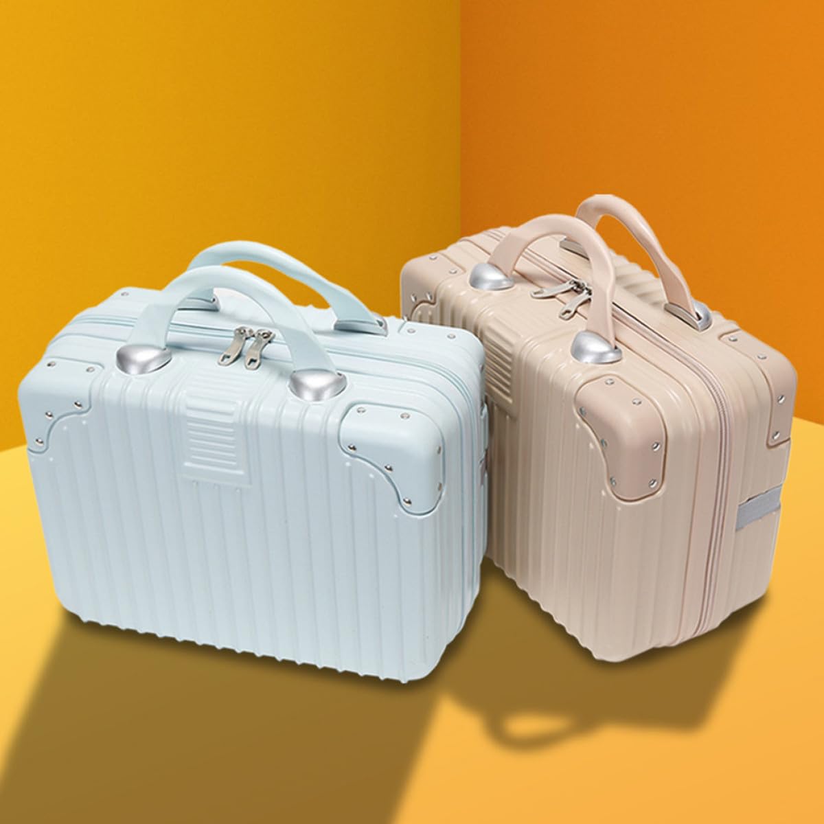 Angoily Valise de Maquillage Organisateur de Trousse à Cosmétiques en Abs et Pc Grosse Capacité à Fixer Poignée de Valise pour Voyage et Maison