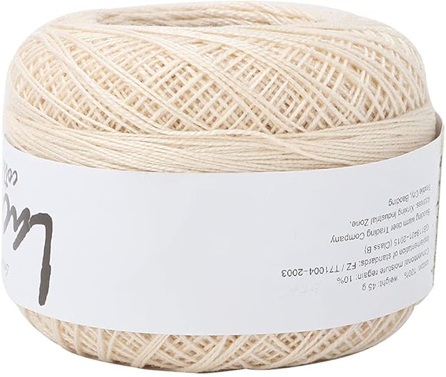 Jenngaoo Lace Cotton Yarn, Popular Lace Cotton Yarn Hand Crocheted Summer Silk Light Thin Thread Ball Crochet Lace Hand Knitting Craft Art Yarn(Rice White)