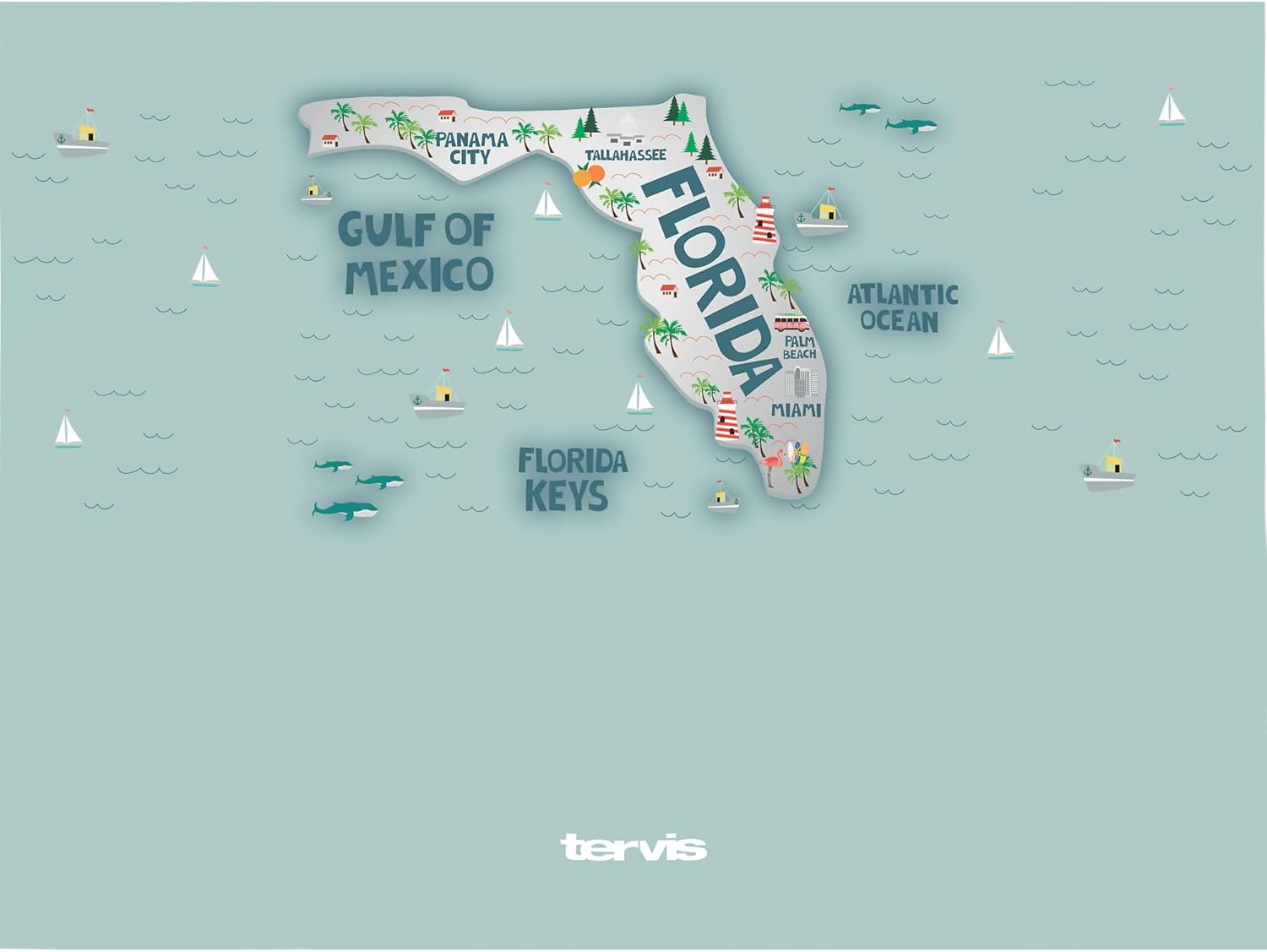 Tervis Florida Fun Map Made in USA Double Walled Insulated Tumbler Travel Cup Keeps Drinks Cold & Hot, 24oz, Classic - Image 2