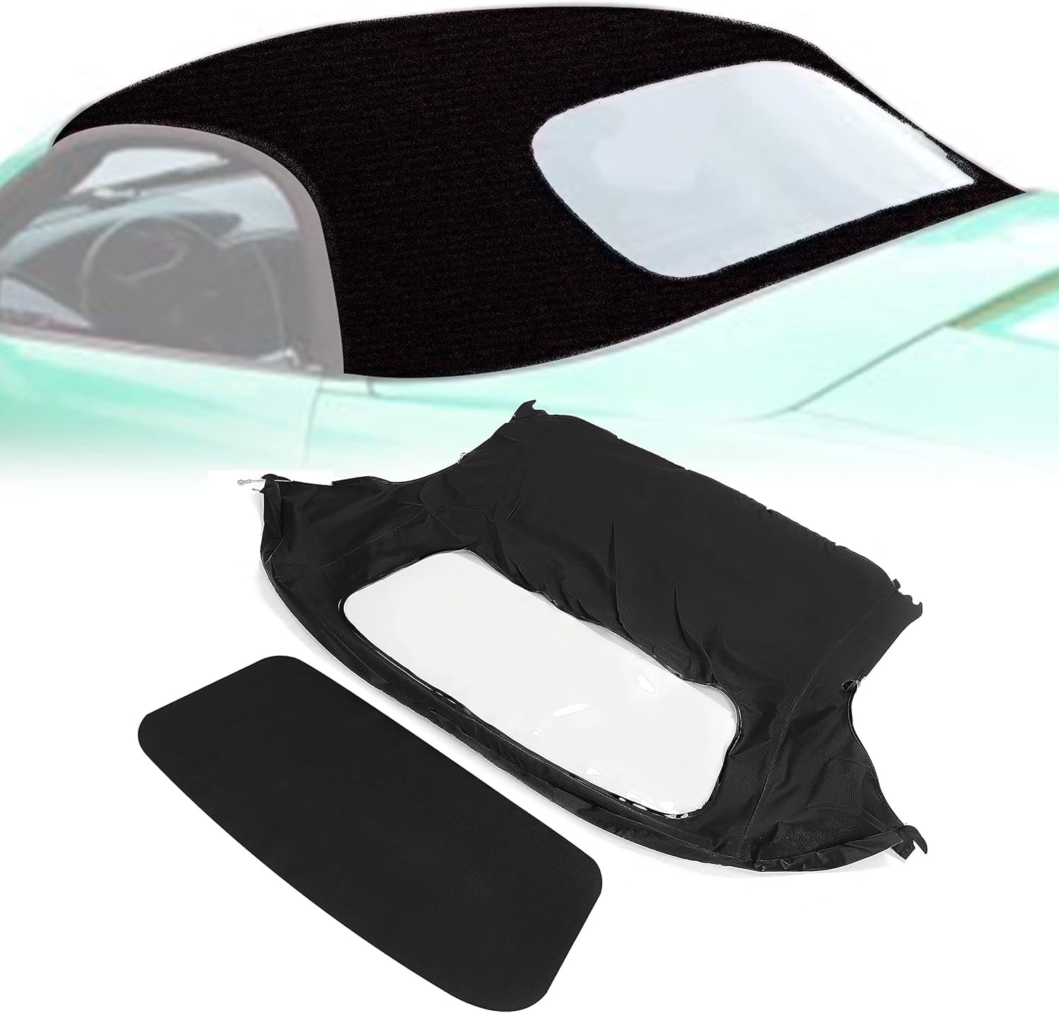 HECASA Cabrio Soft Top kompatibel mit 1997–2002 Porsche Boxster & Boxster S 986 2-Türer mit klarem Kunststofffenster, schwarzes Cabrio Premium Segeltuch Vinyl
