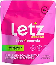 Chiclete Energético Letz Gum Pré Treino Cafeína Taurina Mint