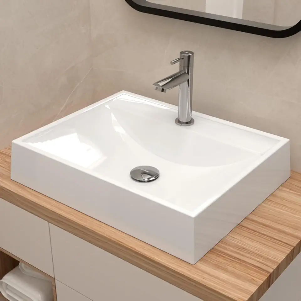 Cuba Pia de Apoio Sobrepor Retangular 50x40 Branca Banheiro Lavabo Beltempo BT-2171