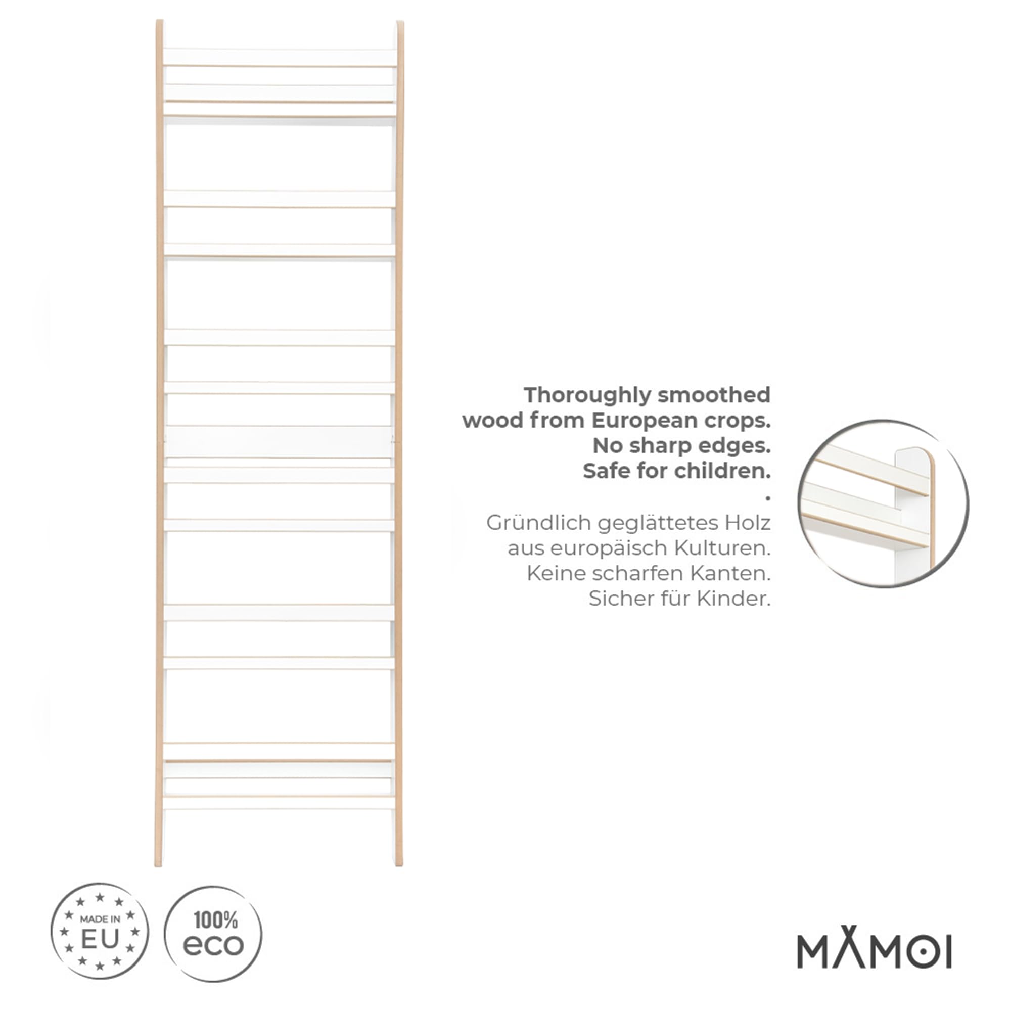 MAMOI® Kinderbücherregal aus Holzwerkstoff – Bücherkiste, Kinderbücherregal, Bücherregal für Kinderzimmer, Bücherbank, Wandregal, Montessori Kindermöbel