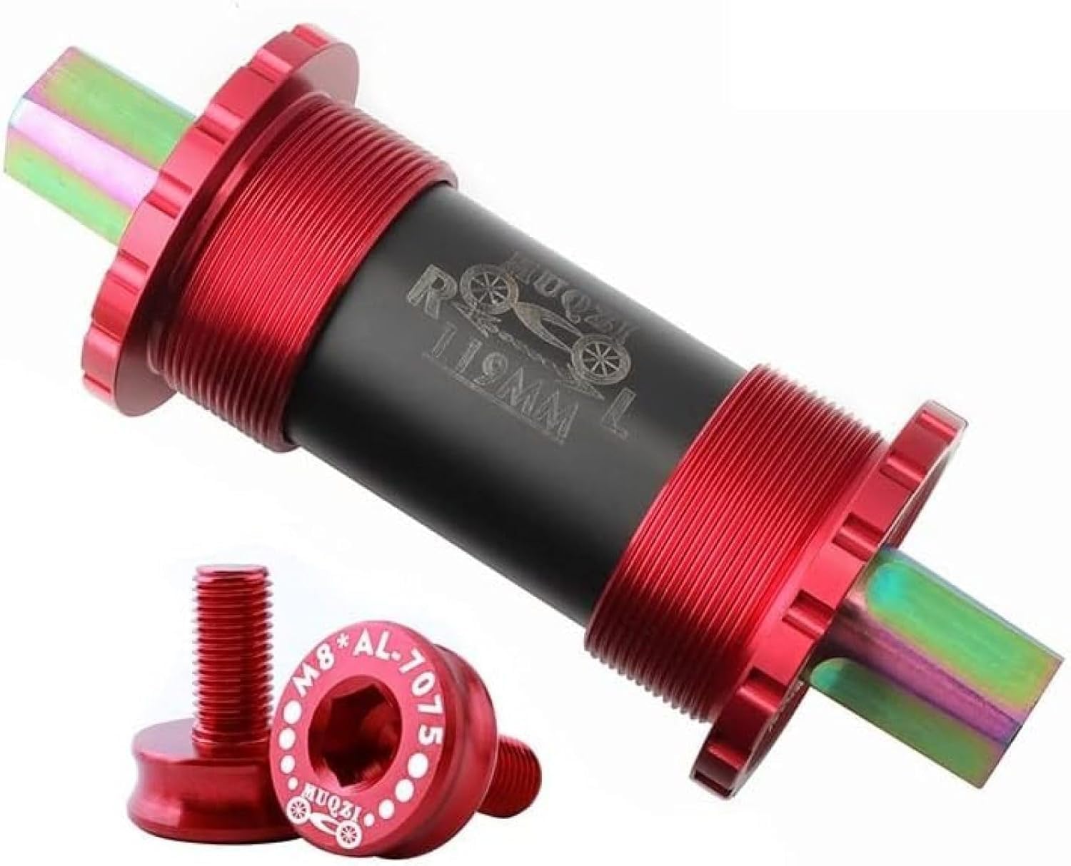 Boîtier de pédalier vélo titane céramique anti-friction axe conique carré 119mm rouge VTT