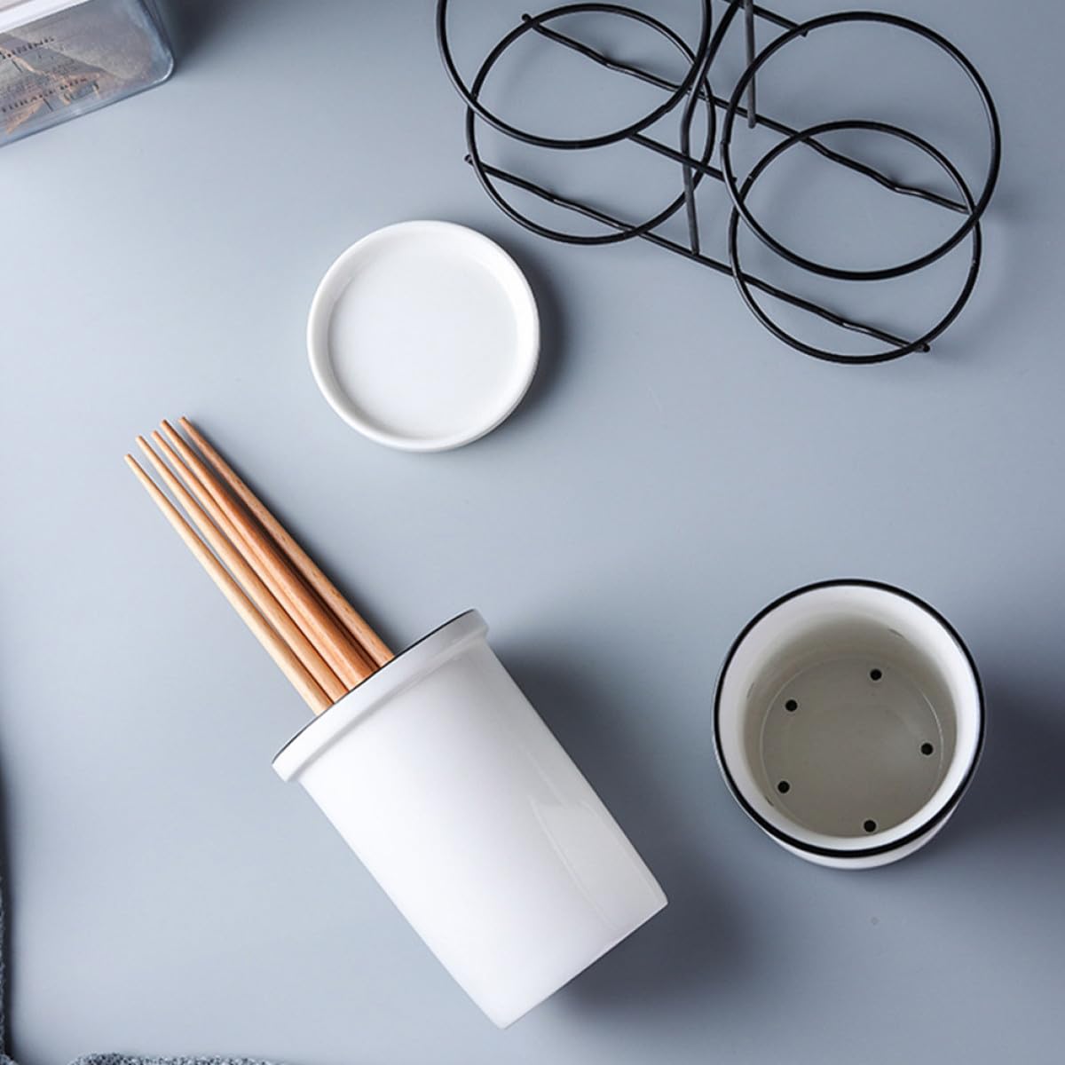 NUOBESTY Support de Baguettes en Céramique Blanc, 1 Set, Cuisine