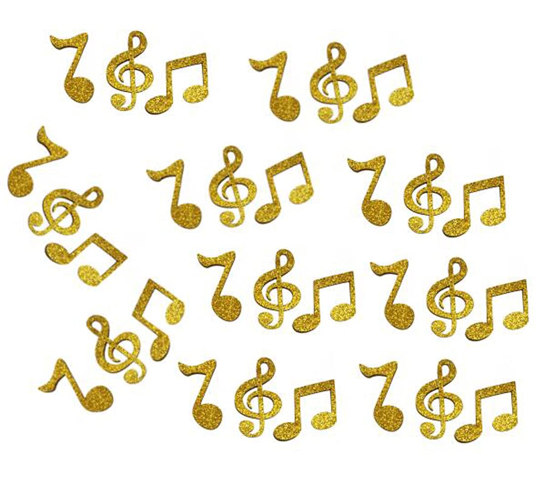 Shiningwise 100pcs of Double-Side Gold Glitter Music Note Confetti for Wedding Bithday Parties Bridal Shower Confetti Baby Shower Decorations Table Scatters Setting
