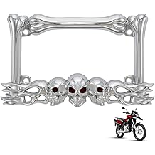 Motorcycle License Plate Frame, Heavy-Duty Motorcycle Plate Frame,Zinc Alloy Chrome, Fits 7 x4 inch Standard Plates, Compatible with Harley,Cruiser, Dual-Sport, Sport, Street Motorcycles (Chrome)