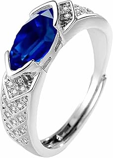 Magnetic Lymphatic Therapy Titanium Ion Moissanite Diamond Ring, Moissanite Magnetology Lymphvity Ring,Fashionable Open Cubic Zirconia Ring (Dark blue)