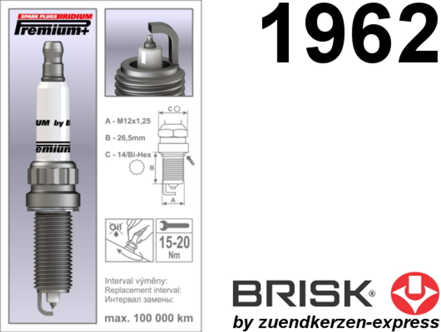 BRISK Iridium Premium+ Plus P36 2MR14LIR 1962 Zündkerzen, 4 Stück