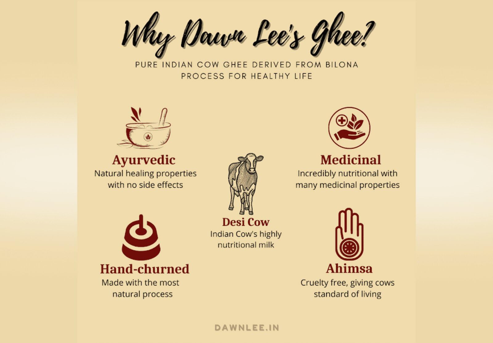 Dawn Lee Ghee Bilona A2 Ghee 250 ml Realizzato con processo di formazione di cagliata, rallentamento delle proprietà curative naturali promuove ossa forti muscoli e digestione fatto a mano puro sano